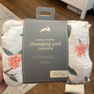 Cotton Muslin Changing Pad Cover 2 Pack - Peach Blossom